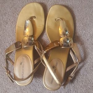 Gold Slight Wedge Sandals